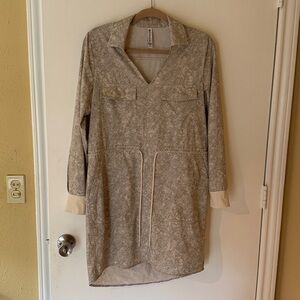 Athleta Beige and Cream Long-Sleeve Dress